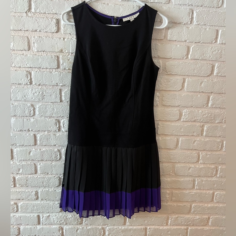 Ann Taylor Loft black and purple sleeveless dress